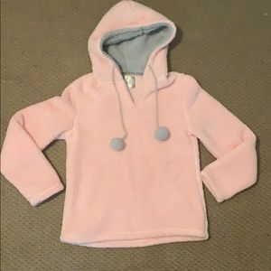 Pink and grey Sherpa pullover hoodie